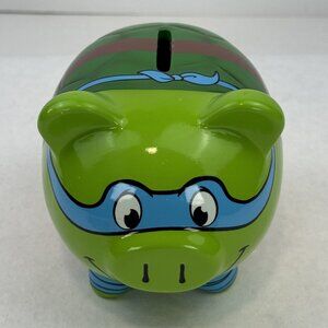 Teenage Mutant Ninja Turtles Leonardo Piggy Bank Green Ceramic TMNT Stopper 2014